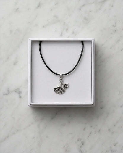 Silver Ginkgo Leaf Pendant Necklace