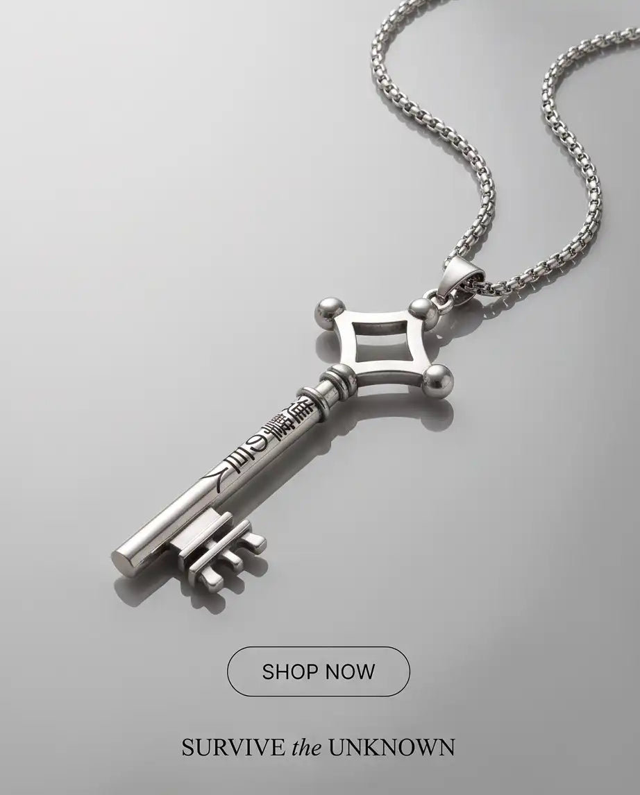 Attack on Titan Basement Key Pendant Silver Box Chain Necklace