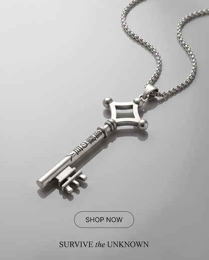 Attack on Titan Basement Key Pendant Silver Box Chain Necklace