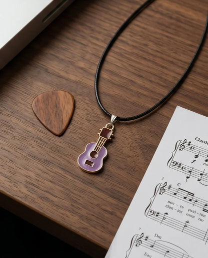 Gold and Purple Acoustic Guitar Necklace