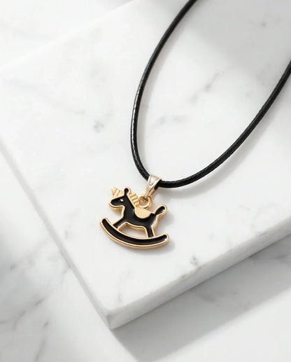 Gold and Black Rocking Horse Necklace