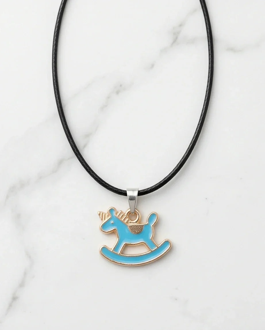 Gold and Turquoise Rocking Unicorn Necklace