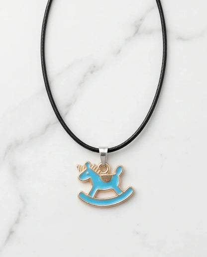 Gold and Turquoise Rocking Unicorn Necklace