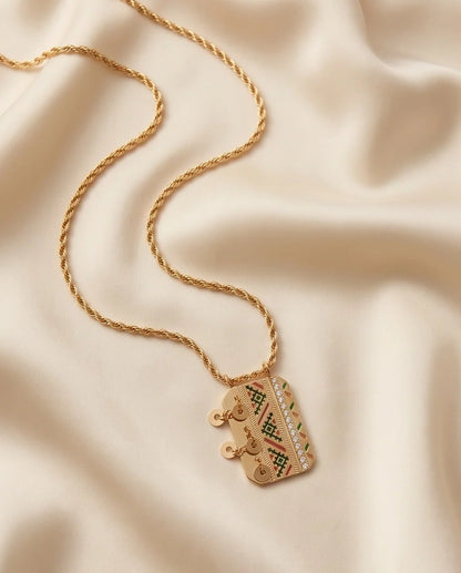 Gold Amazigh Pattern Tag Necklace
