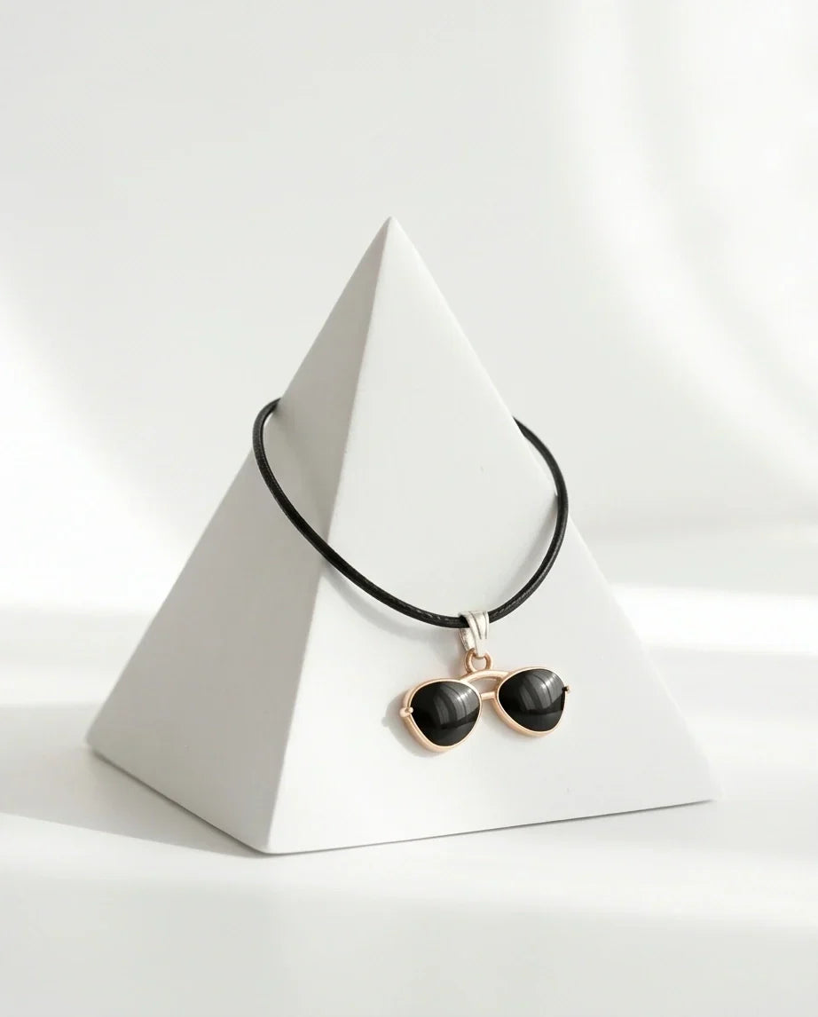 Gold and Black Sunglasses Pendant Necklace