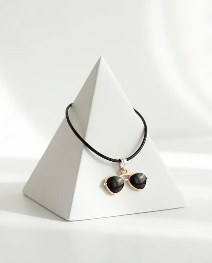 Gold and Black Sunglasses Pendant Necklace