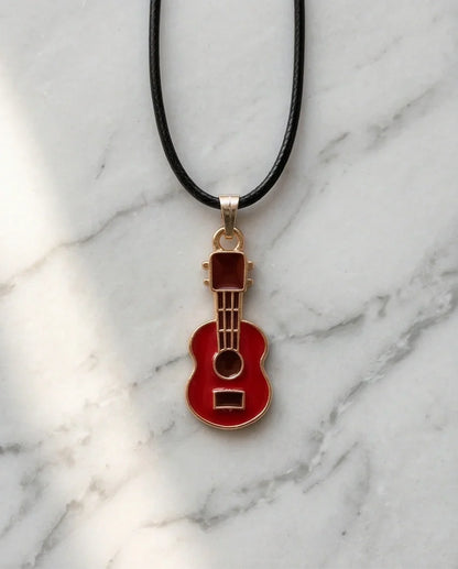Gold and Red Acoustic Guitar Necklace