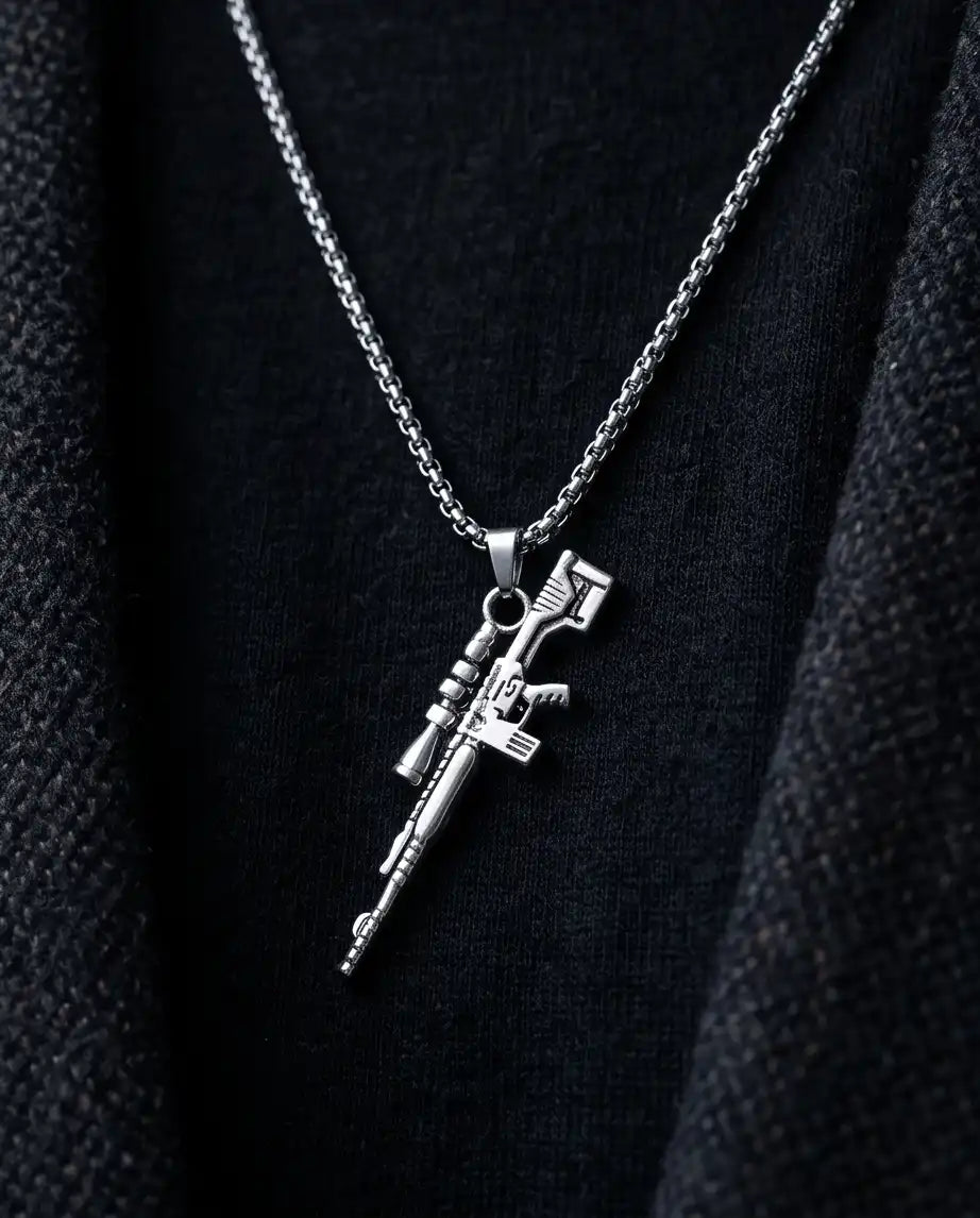 Precision Long-Range Sniper Rifle Pendant Box Chain