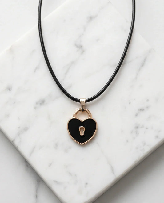 Gold Heart Padlock Pendant Necklace
