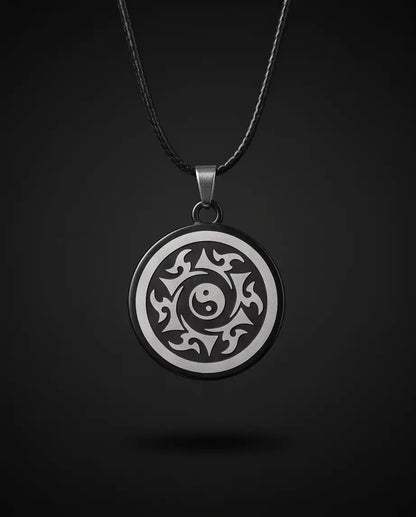Yin Yang Tribal Sun Medallion Pendant Box Chain