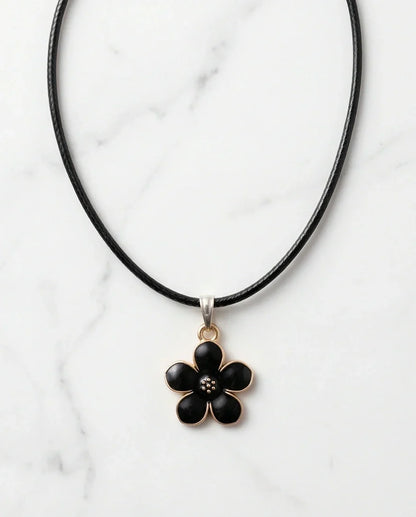 Gold and Black Blossom Flower Necklace