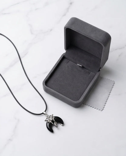 Gothic Liquid Metal Crescent Horn Pendant Necklace