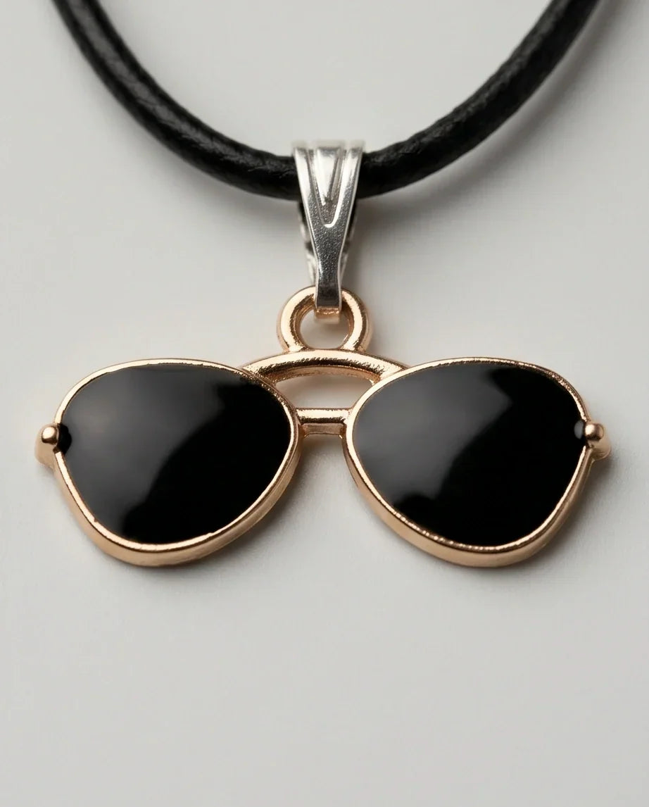 Gold and Black Sunglasses Pendant Necklace