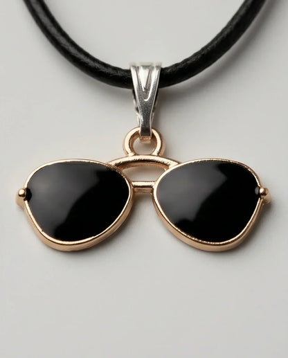Gold and Black Sunglasses Pendant Necklace