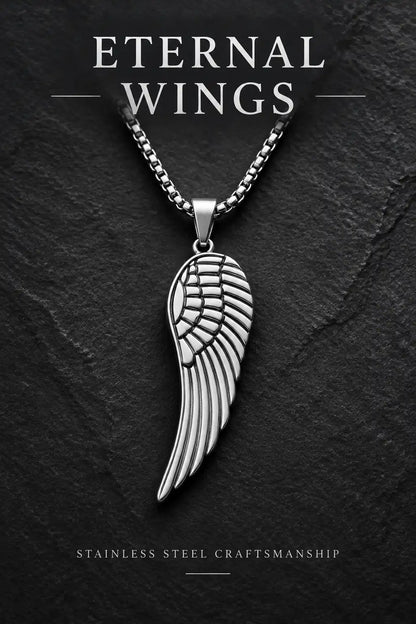 Feathered Angel Wing Pendant Box Chain