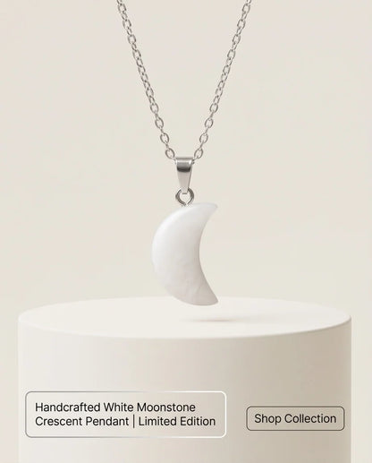Silver Opal White Crescent Moon Pendant Necklace