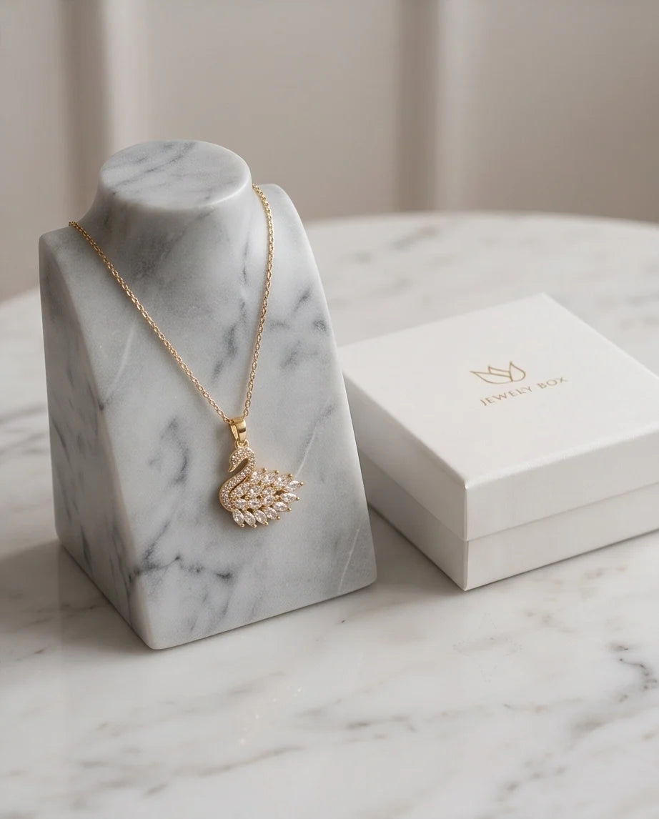 Gold Crystal Swan Necklace