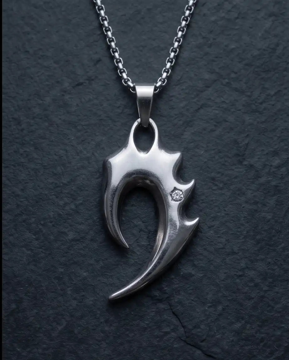 Tribal Claw and CZ Stone Y2K Pendant Box Chain