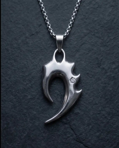 Tribal Claw and CZ Stone Y2K Pendant Box Chain