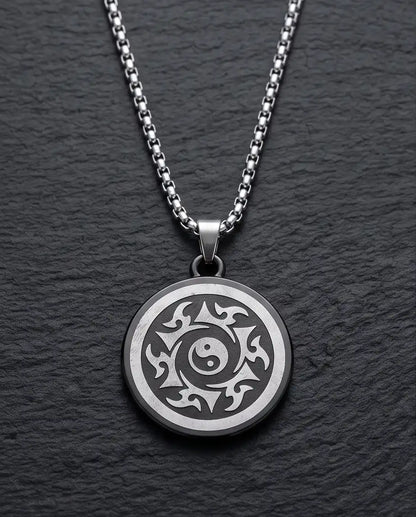 Yin Yang Tribal Sun Medallion Pendant Box Chain