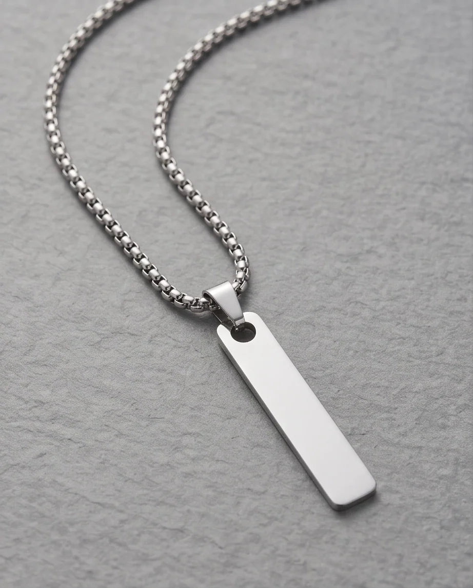 Silver Minimalist Bar Pendant Necklace