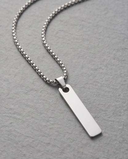 Silver Minimalist Bar Pendant Necklace