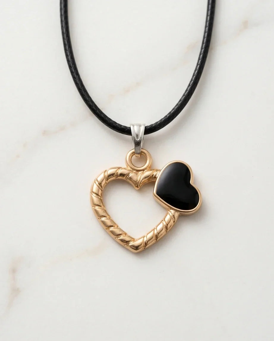 Gold Twisted Double Heart Necklace