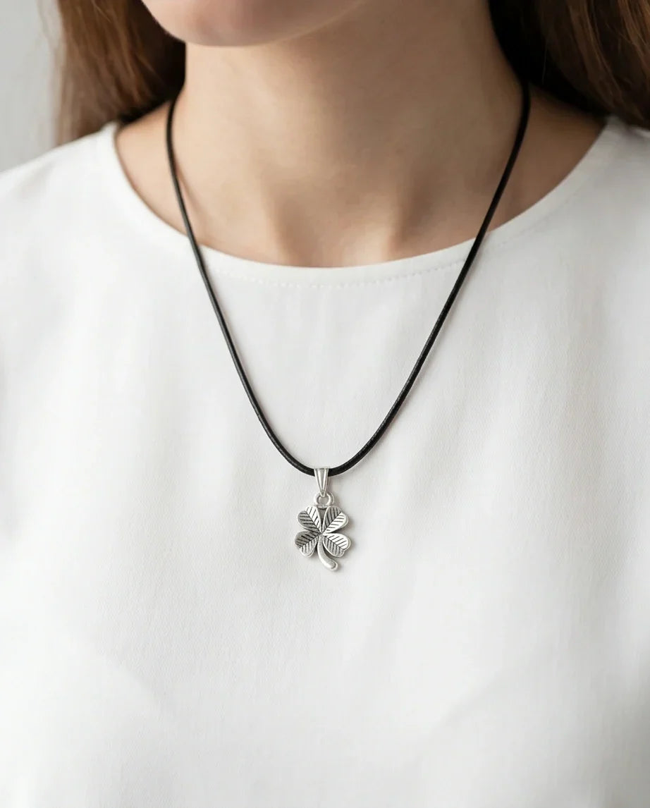 Silver Four-Leaf Clover Necklace