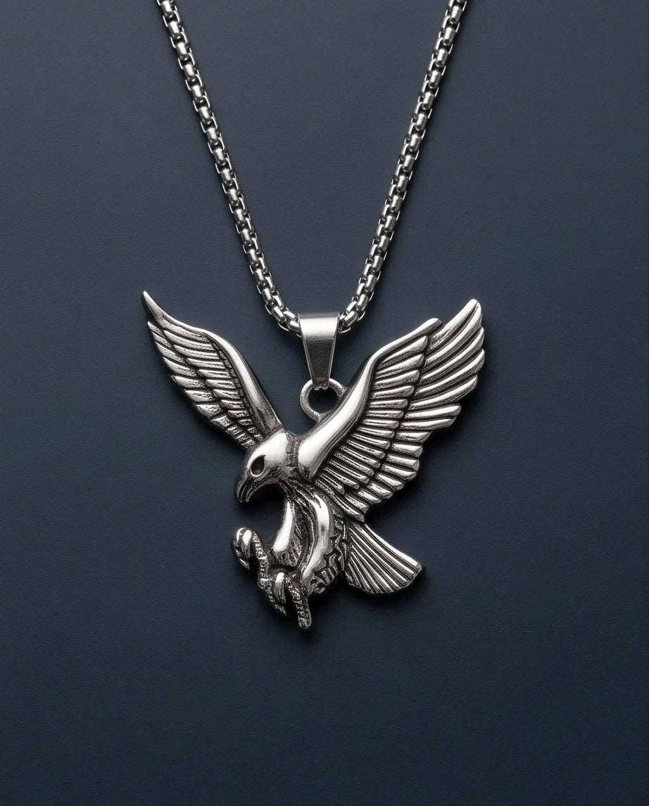 Silver Soaring Eagle Pendant Necklace