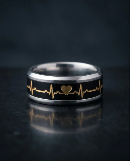 Romantic Gold Heartbeat Band Ring