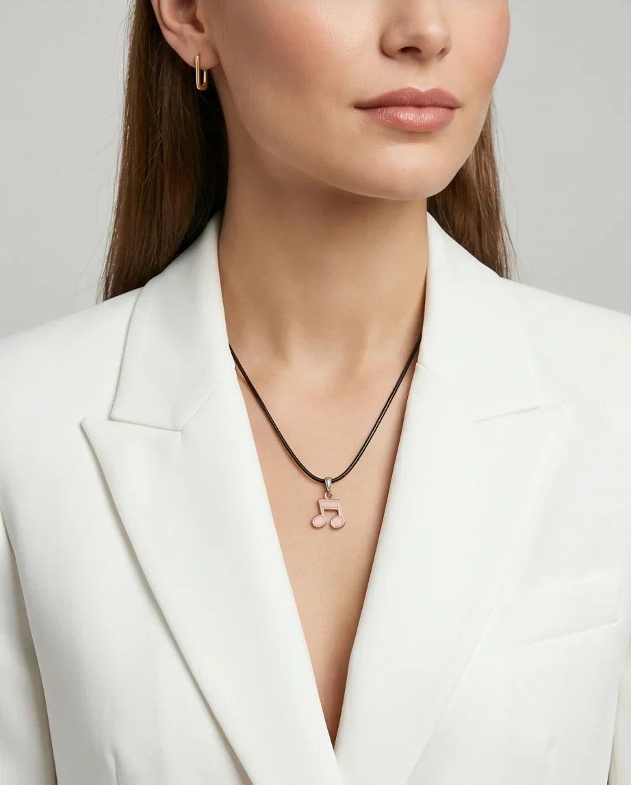 Rose Gold Pink Sixteenth Note Necklace