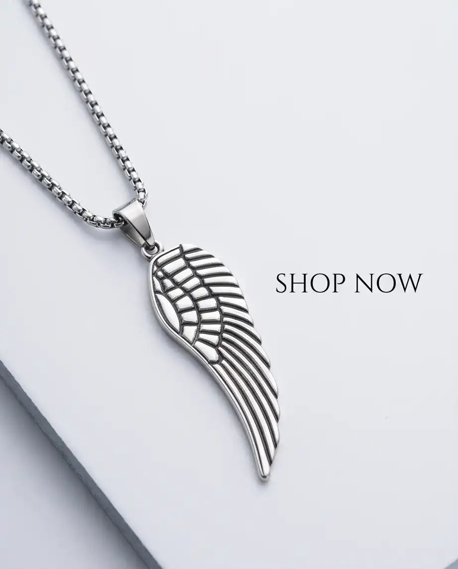Feathered Angel Wing Pendant Box Chain