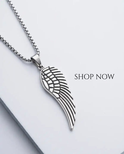 Feathered Angel Wing Pendant Box Chain