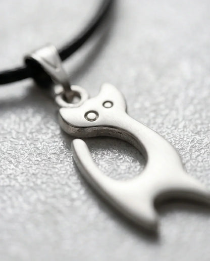 The Mystic Silhouette: Minimalist Matte Silver Cat Pendant Necklace
