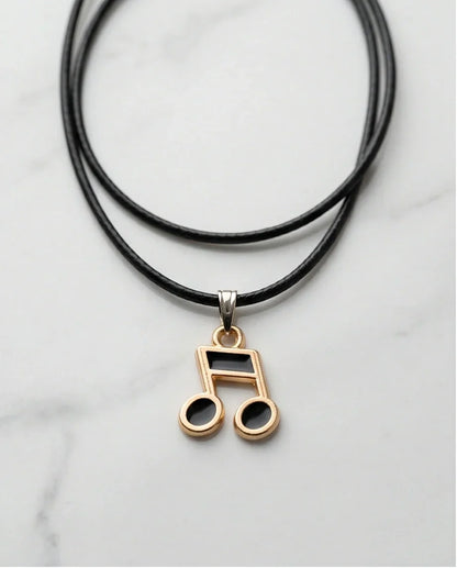 Gold and Black Beamed Eighth Notes Necklace