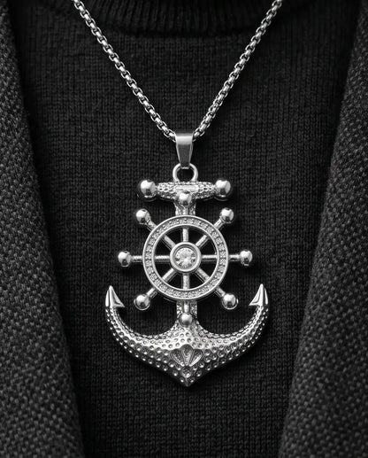 Nautical Ship Wheel Anchor Pendant Box Chain