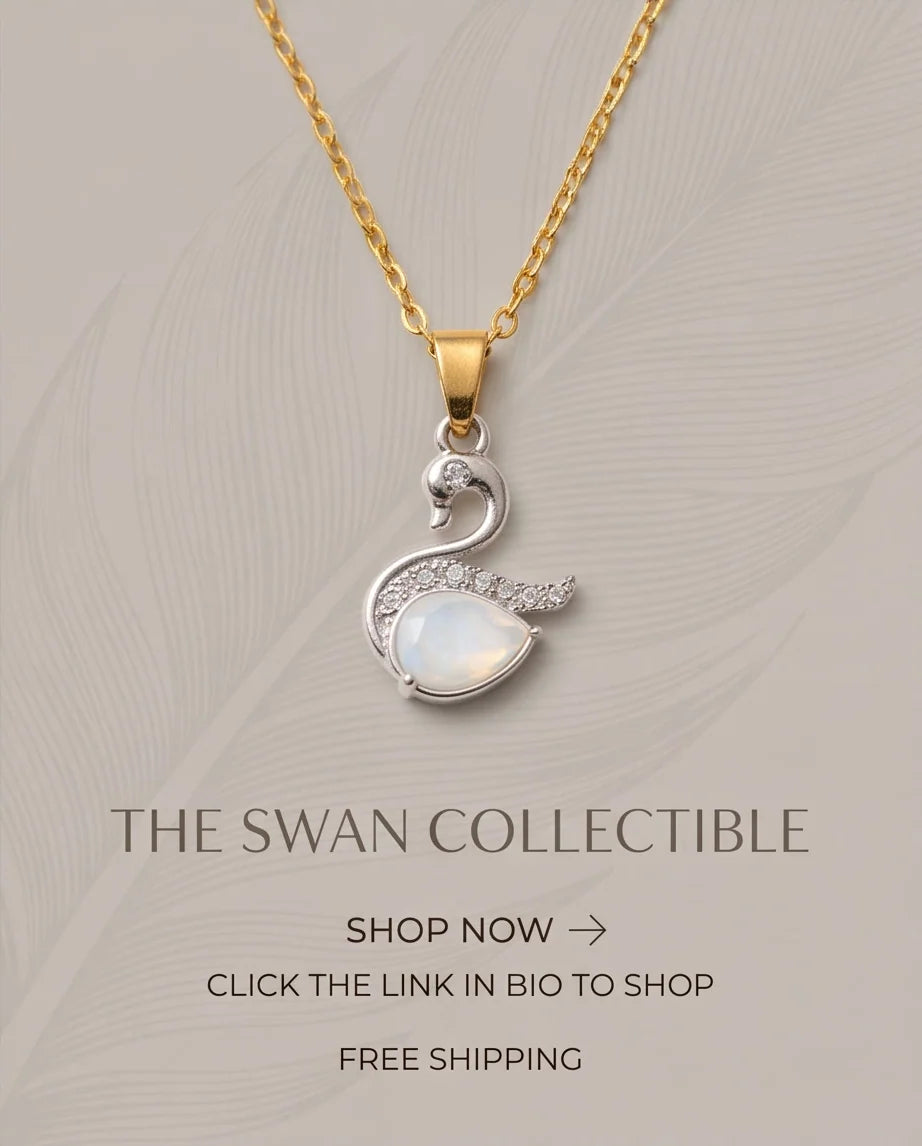 Silver Mother of Pearl Swan Pendant Necklace