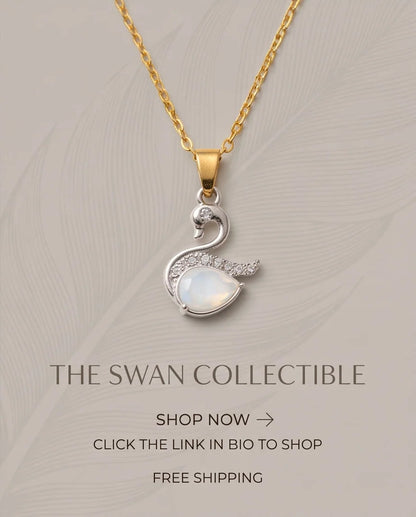 Silver Mother of Pearl Swan Pendant Necklace