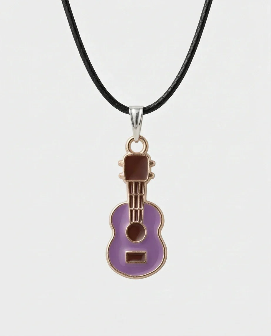 Gold and Purple Acoustic Guitar Necklace