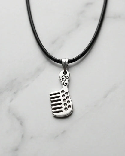 Silver Hair Comb Pendant Necklace