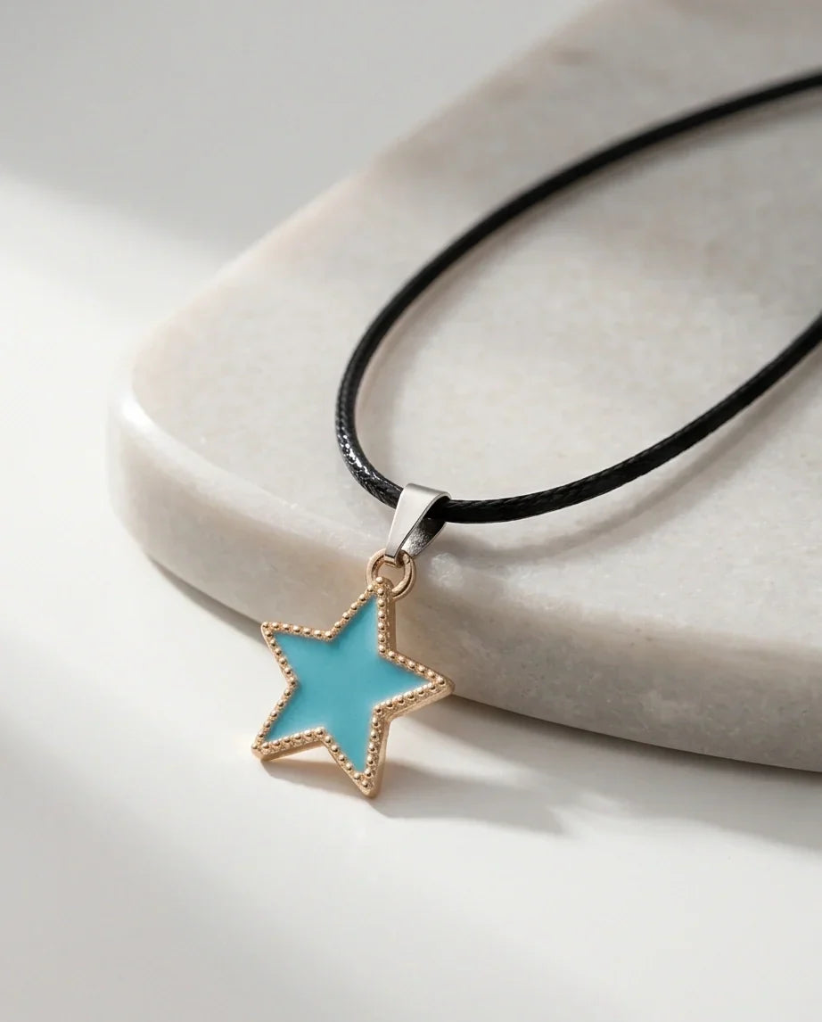 Gold and Turquoise Beaded Star Necklace