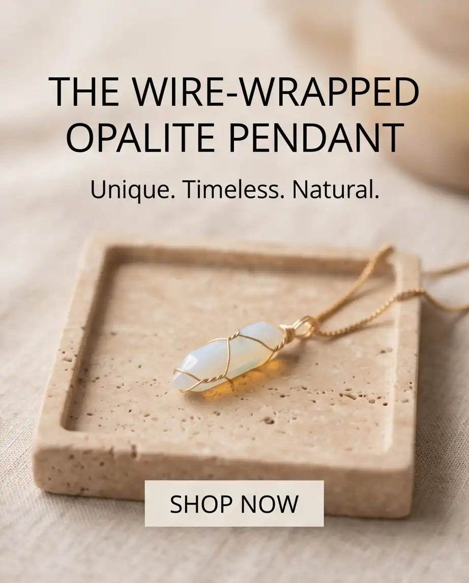 Wire-Wrapped Synthetic Opal Crystal Point Pendant Box Chain