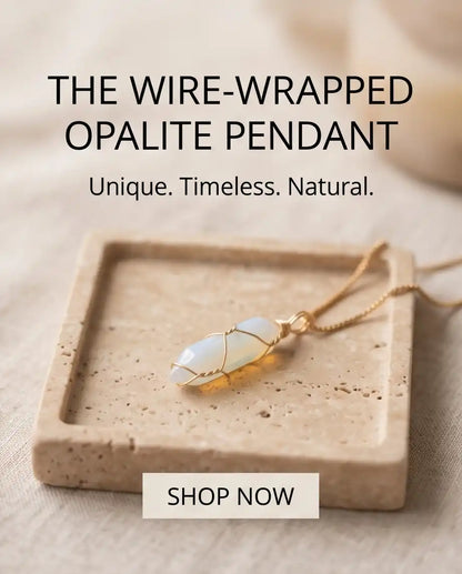 Wire-Wrapped Synthetic Opal Crystal Point Pendant Box Chain
