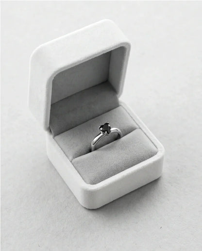 Sterling Silver Heart-Cut Black Onyx Solitaire Ring