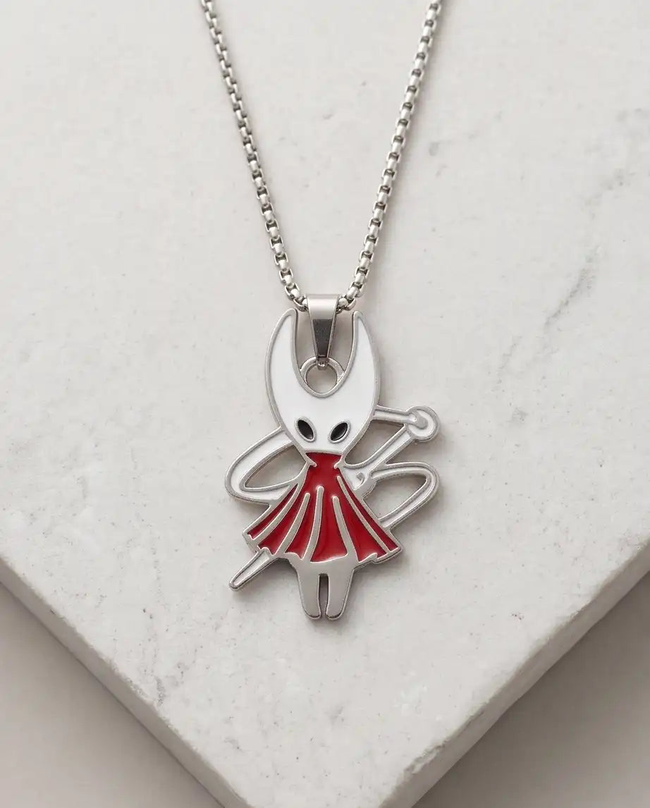 Hollow Knight Hornet Red Dress Enamel Pendant Box Chain