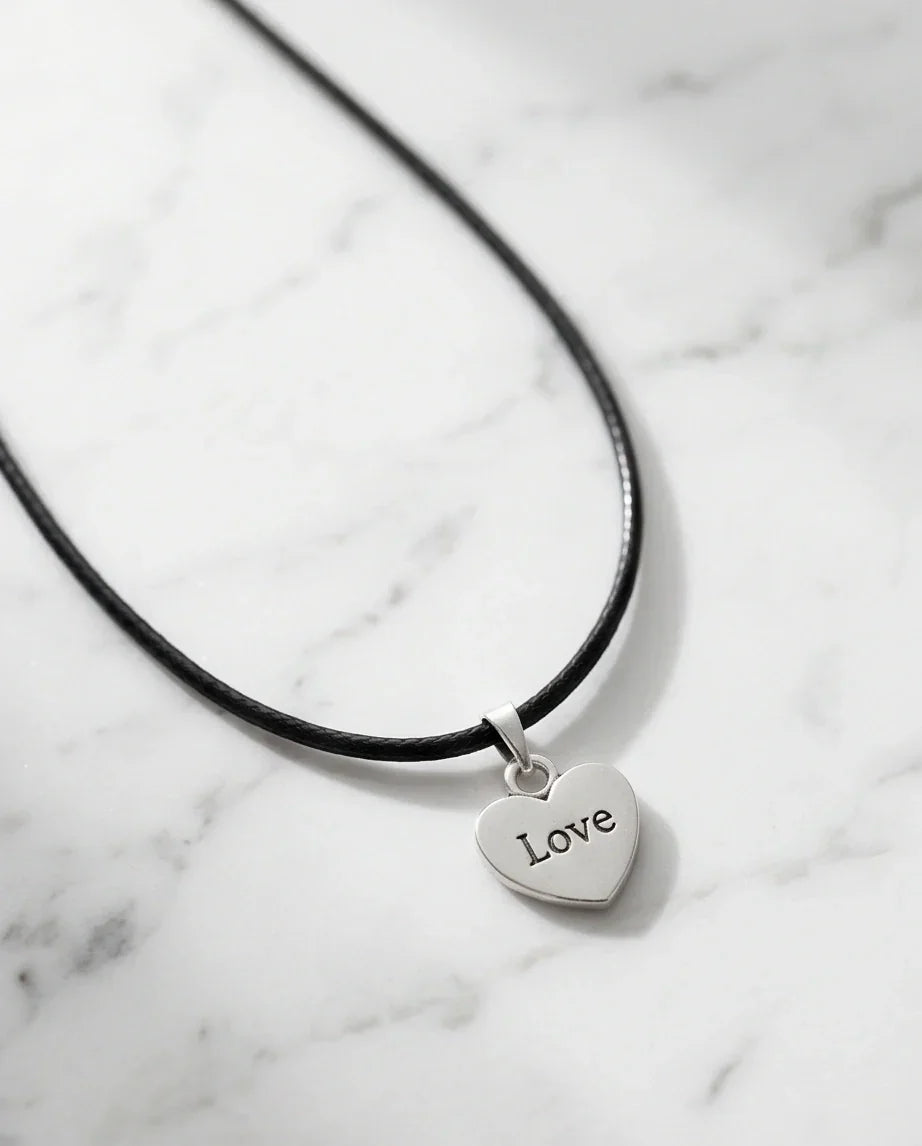 Silver Engraved Love Heart Necklace