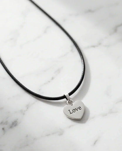Silver Engraved Love Heart Necklace