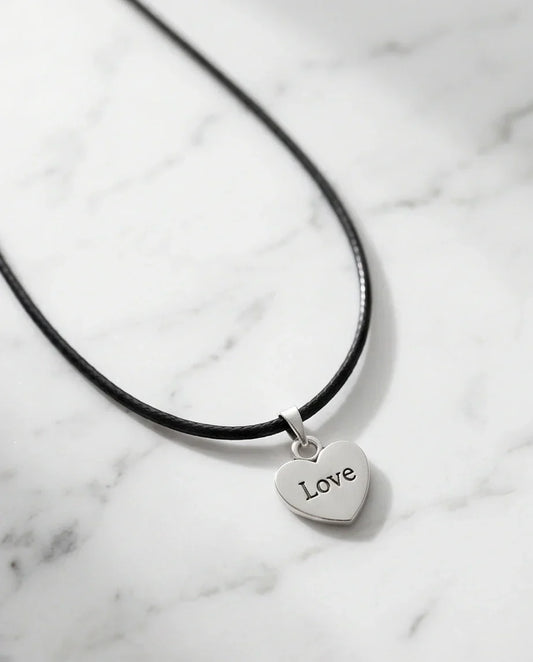 Silver Engraved Love Heart Necklace