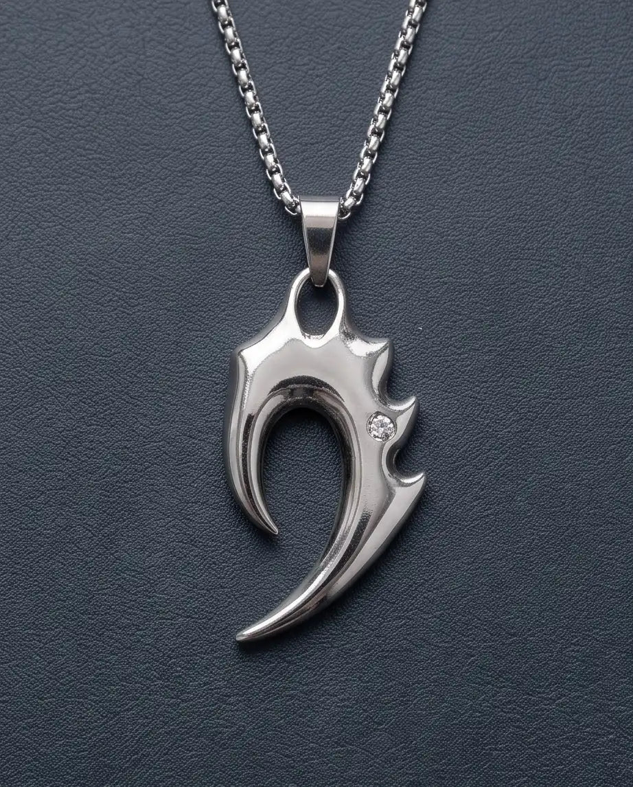 Tribal Claw and CZ Stone Y2K Pendant Box Chain