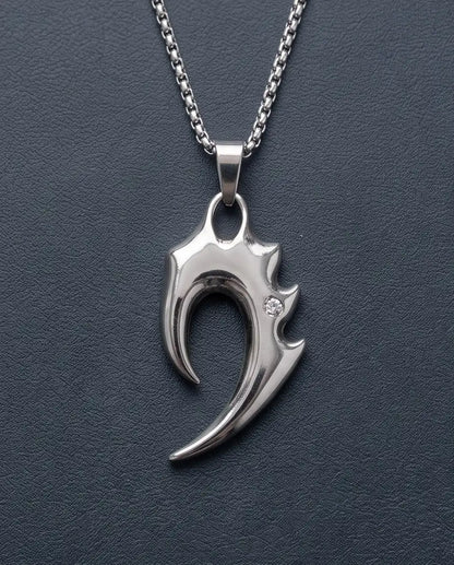 Tribal Claw and CZ Stone Y2K Pendant Box Chain